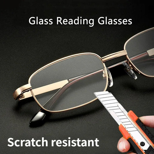 Design Reading Glasses for Men and Women Full-frame Alloy Clear HD Lens Presbyopia Eyeglasses Impact Scratch Resistant 0 To +4.0