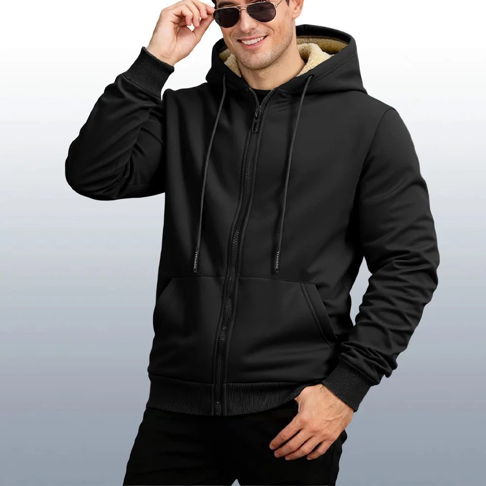 Men's Winter Lambswool Jackets Plus Size Zipper Hoodies Winter Warm Coats Long Sleeved Jacket Casual Coat Tops Clothing