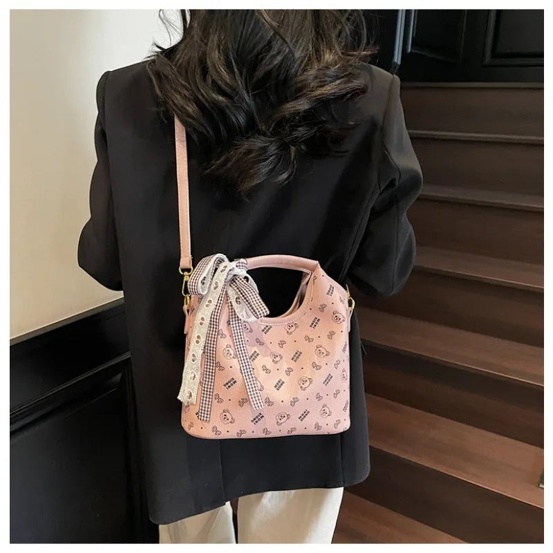 Popular bags for women, new fashionable French printed armpit tote bag, minimalist handbag, diagonal cross bag