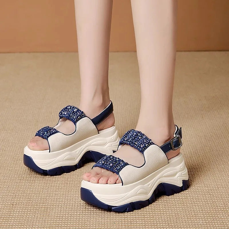 Modern Wedges Sandals For Women's Summer New High Thick Sole Sandals female height Increasing Shoes Woman Ladies Platform Shoes