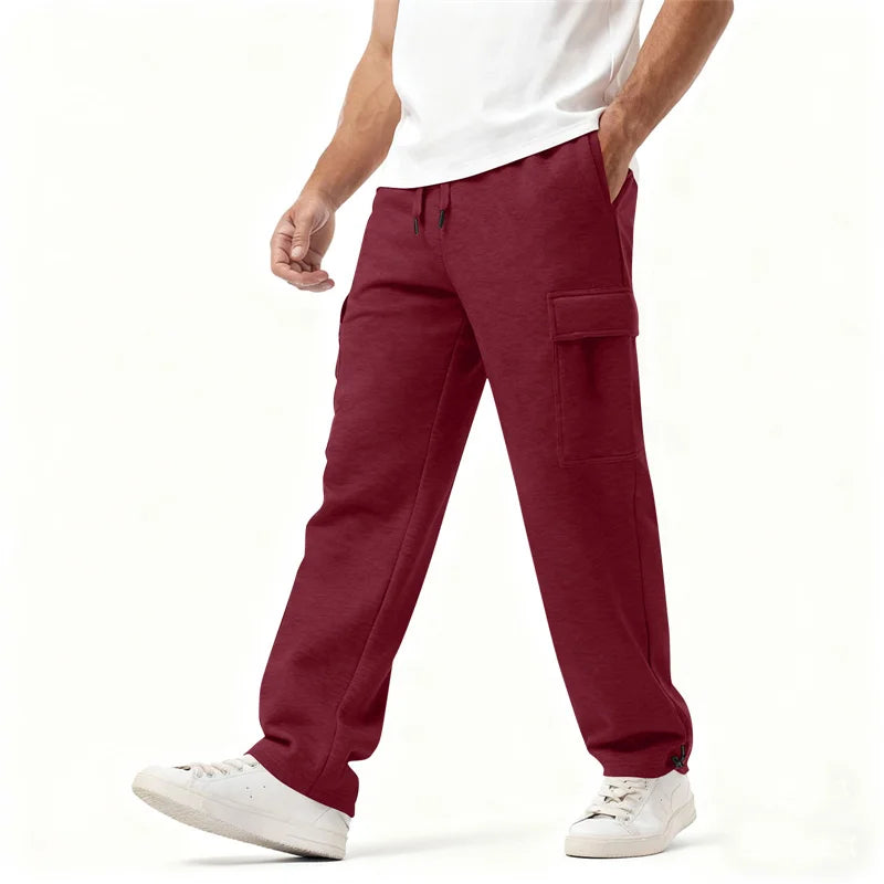 spring autumn Mens Sweatpants Straight Joggers Sports Streetwear Multi-pocket Pants Loose Drawstring casual Long Pants Men
