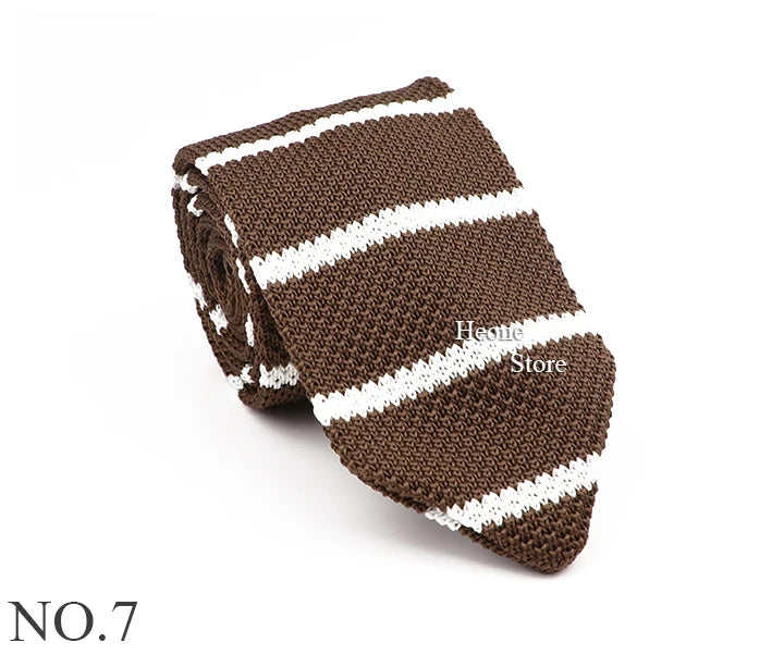 New Mens Knitted Ties Classic Striped Skinny Necktie For Business Wedding Party British Style Necktie Winter Neck Wear Accessory