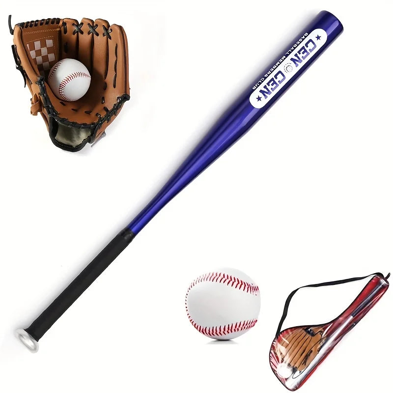 Baseball Balls Set 63.5cm Aluminum Alloy Baseball Bat PVC Baseball Glove Baseball Kit for Beginners Games and Batting Practice