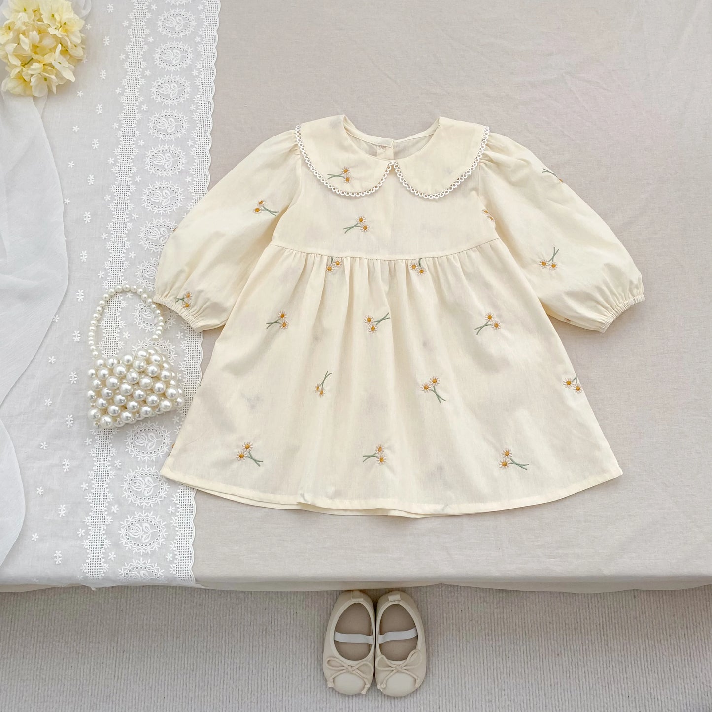 Spring Clothes Pastoral Baby Girls Dress Autumn Embroidery Cotton Floral Doll Dress Children'S Temperament Princess Girls' Dress