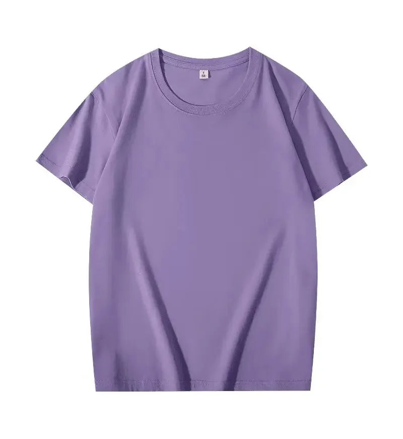 Men Women 100% Cotton  T-shirt Solid Color Trend Leisure Short Sleeve Black White Gray High Quality Heavy Fabric Loose T Shirt