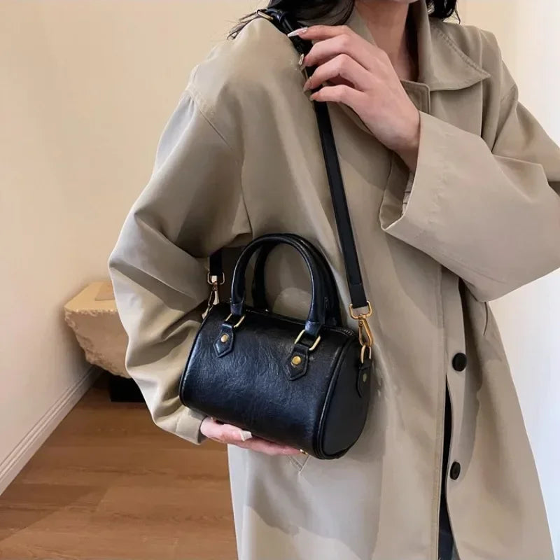 Women Vintage Boston Bag Casual Fashion Crossbody Women's British Style Top-Handle Simple Female Shoulder Bag for Girl