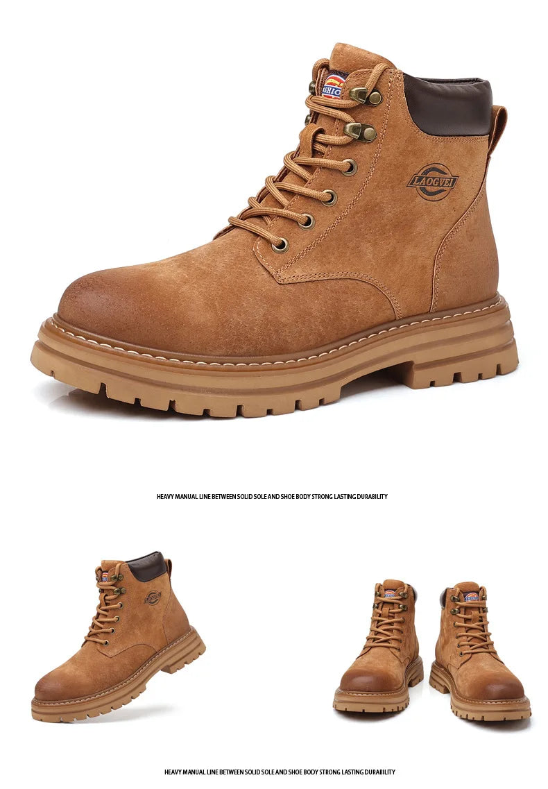 Genuine Leather Men Boots Outdoor Casual Shoes for Men Platform Boots Ankle Boots High Quality Men Shoes Male Moto Shoes