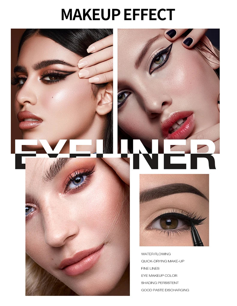 Yanqina Precision Liquid Eyeliner - Long-Lasting, Waterproof, Transfer-Proof, Quick-Drying Black Eyeliner with a Shiny Design
