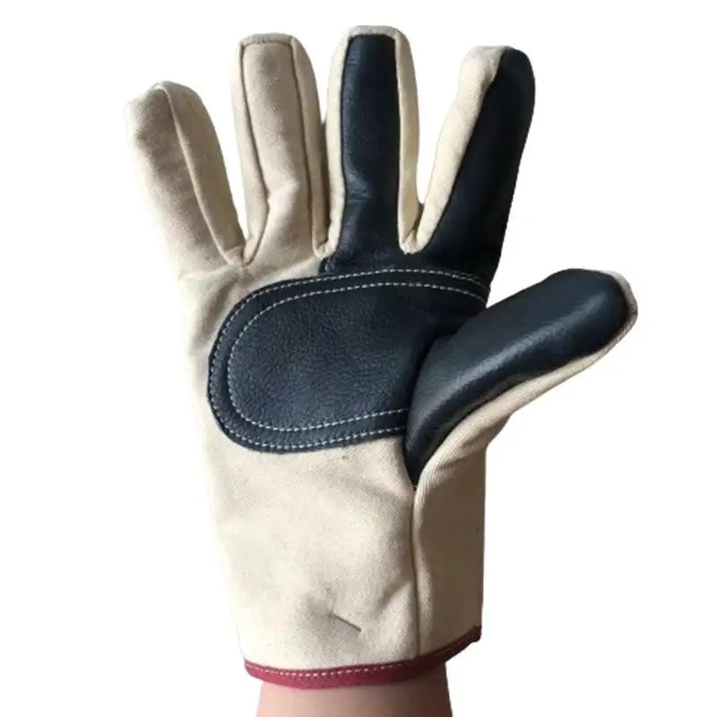 ✔Canvas Work Gloves with Leather Reinforced Palm, Heat-Resistant & Durable Safety Gloves for Gardening,Welding & Construction