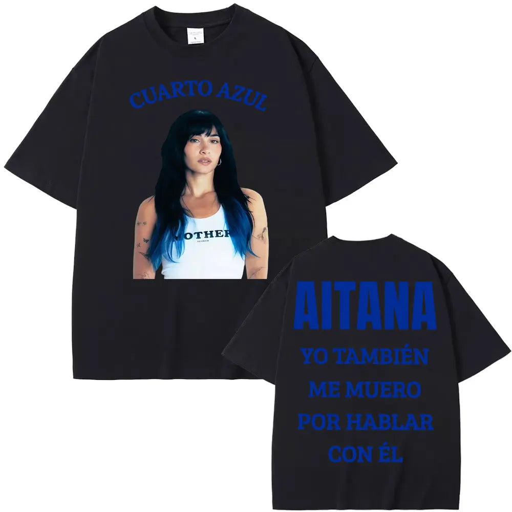 Singer Aitana Cuarto Azul Tour Graphic T Shirts Men Women Fashion Aesthetic Short Sleeve T-shirt Cotton Casual Oversized T Shirt
