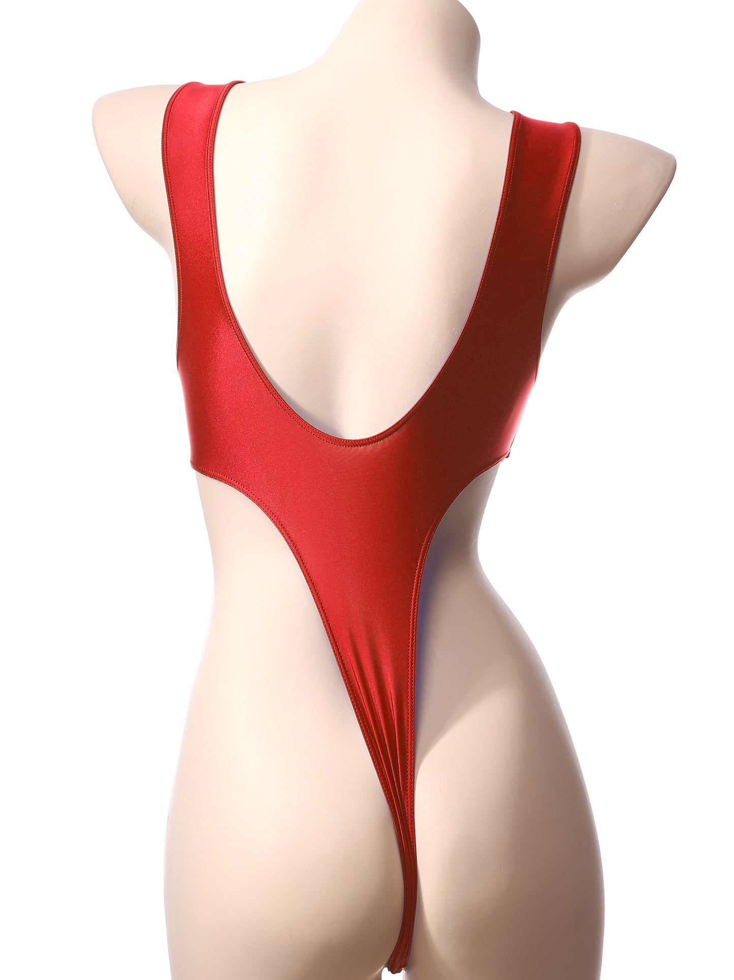 Women Bathing Suit Solid Color Swimsuit Glossy Backless High Cut Dance Yoga Bodysuit Underwear Swimwear Leotard Beachwear