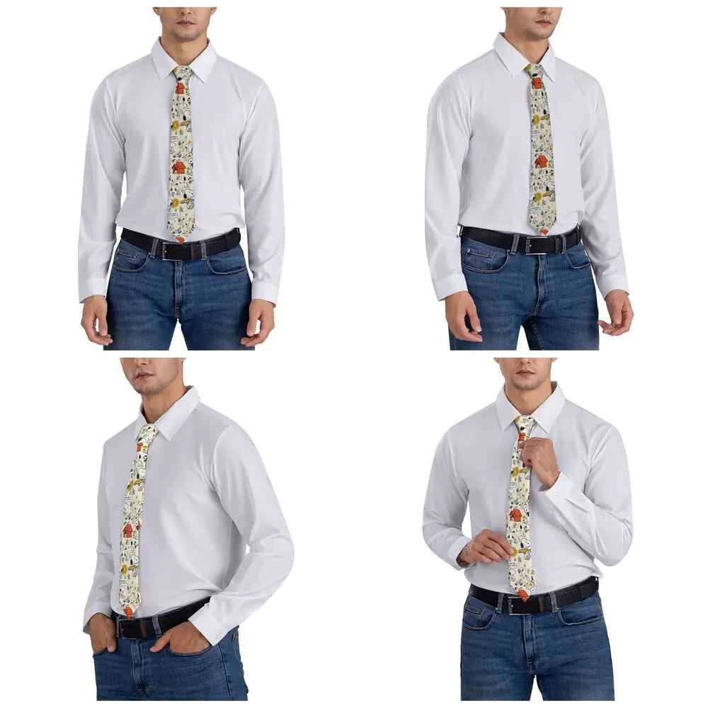 Personalized Fashion S-Snoopys Neckties Men Silk Cartoon Office Neck Tie