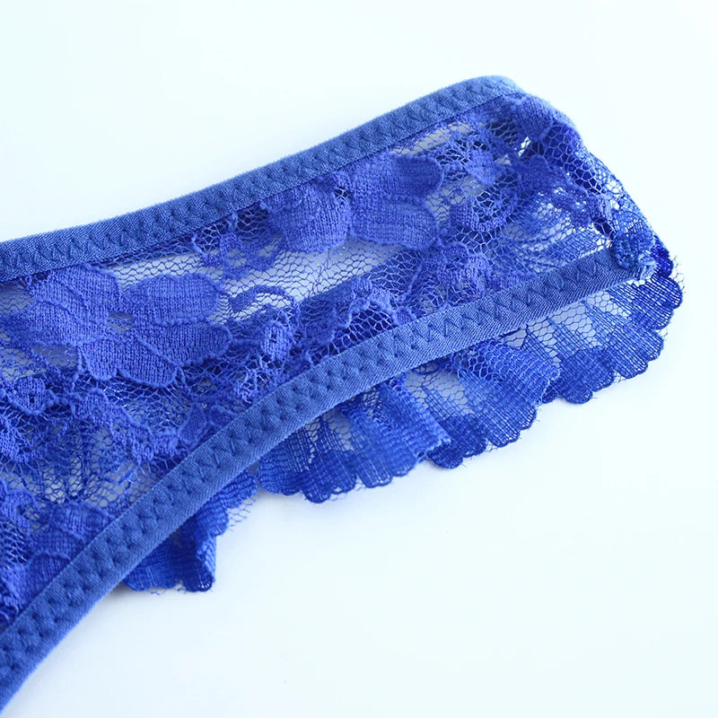 Women Sexy Thongs  Scalloped Floral Lace Fine Lingerie Low Waist Translucent Breathable Hollow Sheer Sexy Intimate Lingerie
