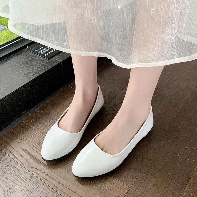 Ladies Formal Flat Shoes Spring Autumn Non-slip Women Black Causal Loafers Uniform Shoes Versatile Women's Ballet Leather Shoes