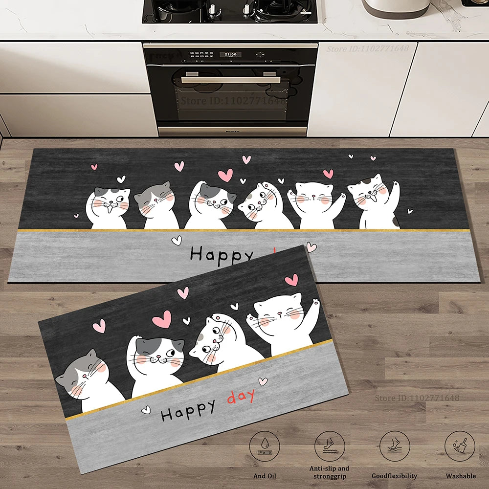 Carpet for Kitchen Floor Mat Waterproof Non-slip Long Rug Oil-proof Foot Mats Pink Flower Home Decoration Modern Absorbent Rugs