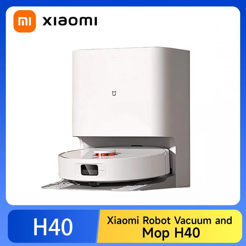 【Xiaomi】 Robot Vacuum H40, 10,000 Pa Powerful Aspiration, Ultra-Accurate Cleaning with Navigation LDS, 2-in-1: Vacuum and Wash