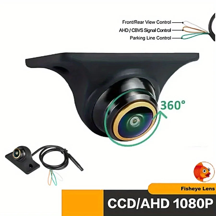 1080P AHD/CVBS Fisheye Camera - Front/Side/Rear View with Parking Lines & Night Vision