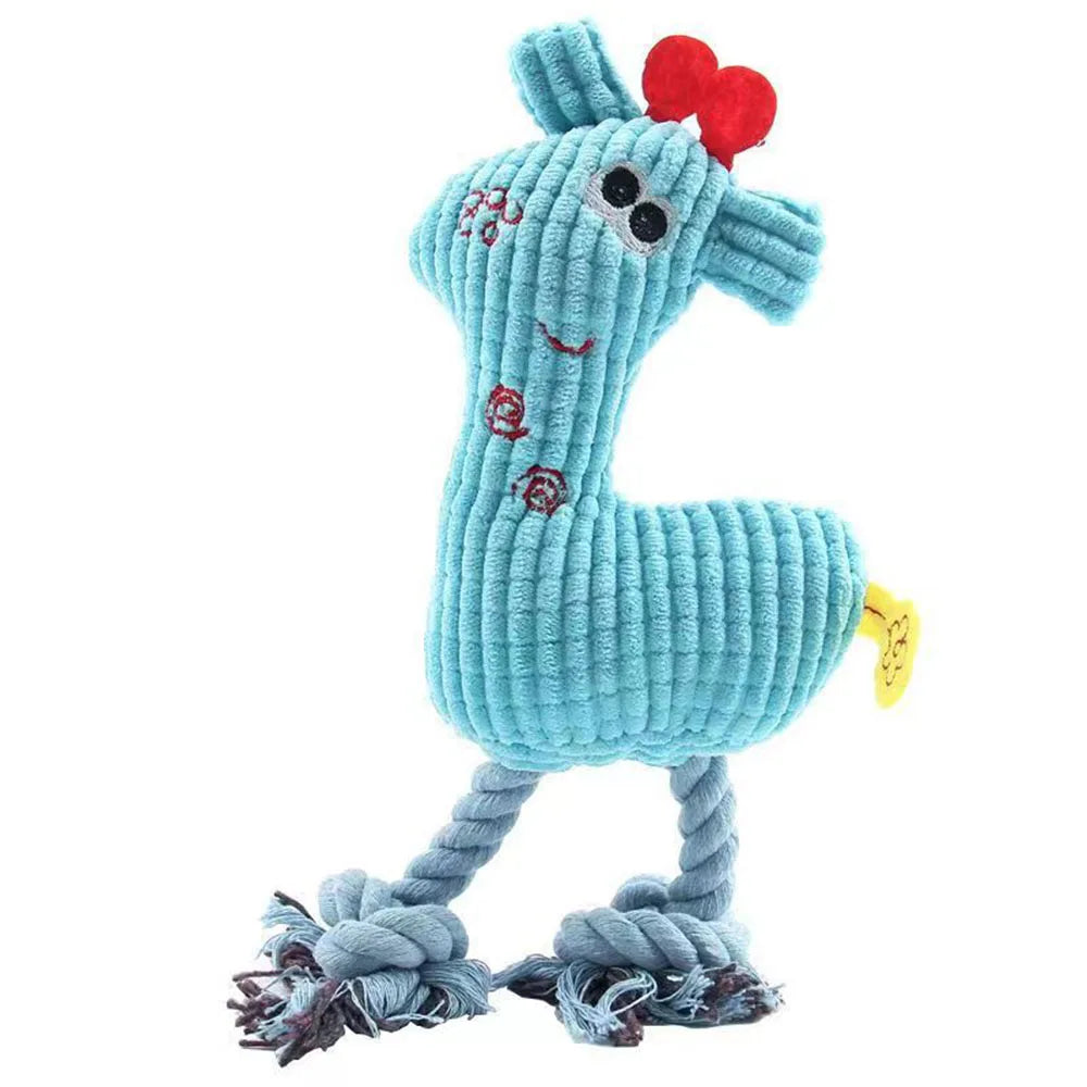 Pet Plush Toy: Bite-Resistant Animal Doll with Squeaker, Soft Stuffed Toy for Dogs/Cats, Interactive Chew Toy