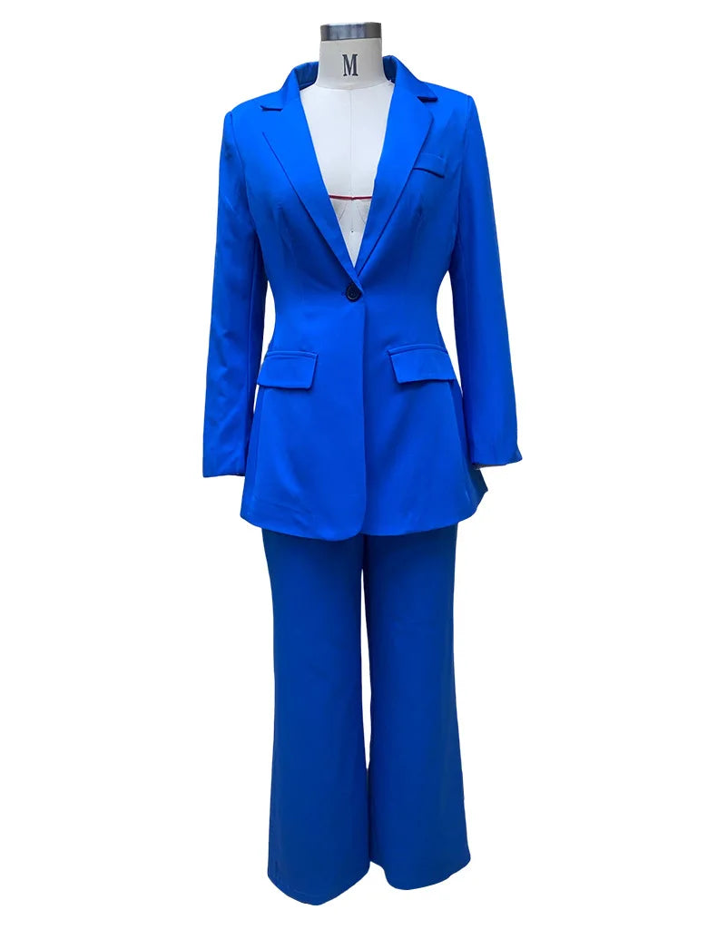 Women's Suit Winter Fashion Long-sleeved Solid Color Casual Suit Jacket and Trousers Matching Sets Two-piece Suit Pant Sets