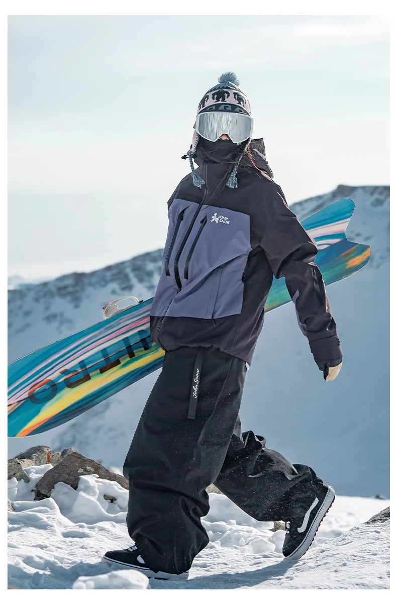 John Snow Men and Women's Winter Waterproof Warm Ski Jacket Professional Breathable Mountaineering Jacket Outdoor Snow Coat