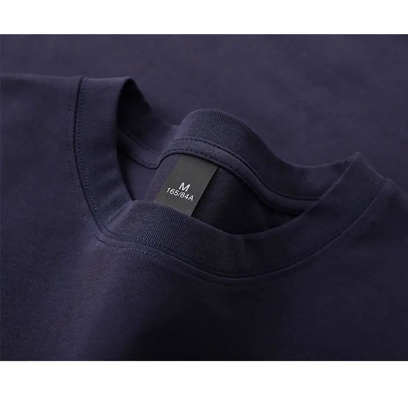 600G/㎡ Long-sleeved T-shirt Men's American Bundle Bottoming Shirt with Small Neckline Loose Pure Cotton Green Autumn Top Men's
