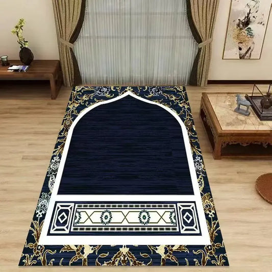 Islamic Prayer Mat Traditional Gold Floral Border Carpet Rug Muslim Worship Prayer Rug Home Decoration Carpets for Bed Room