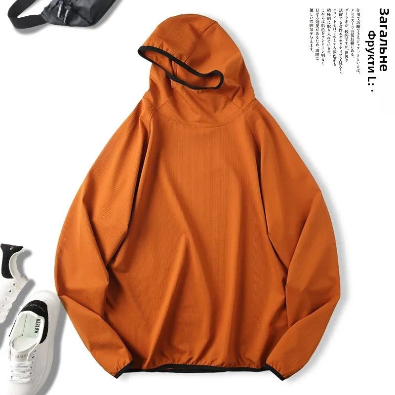 Unisex Outdoor Mountain Series Loose Fit Hoodie Thin Bubble Hooded Sweatshirt Breathable Long Sleeve T-Shirt for Teens