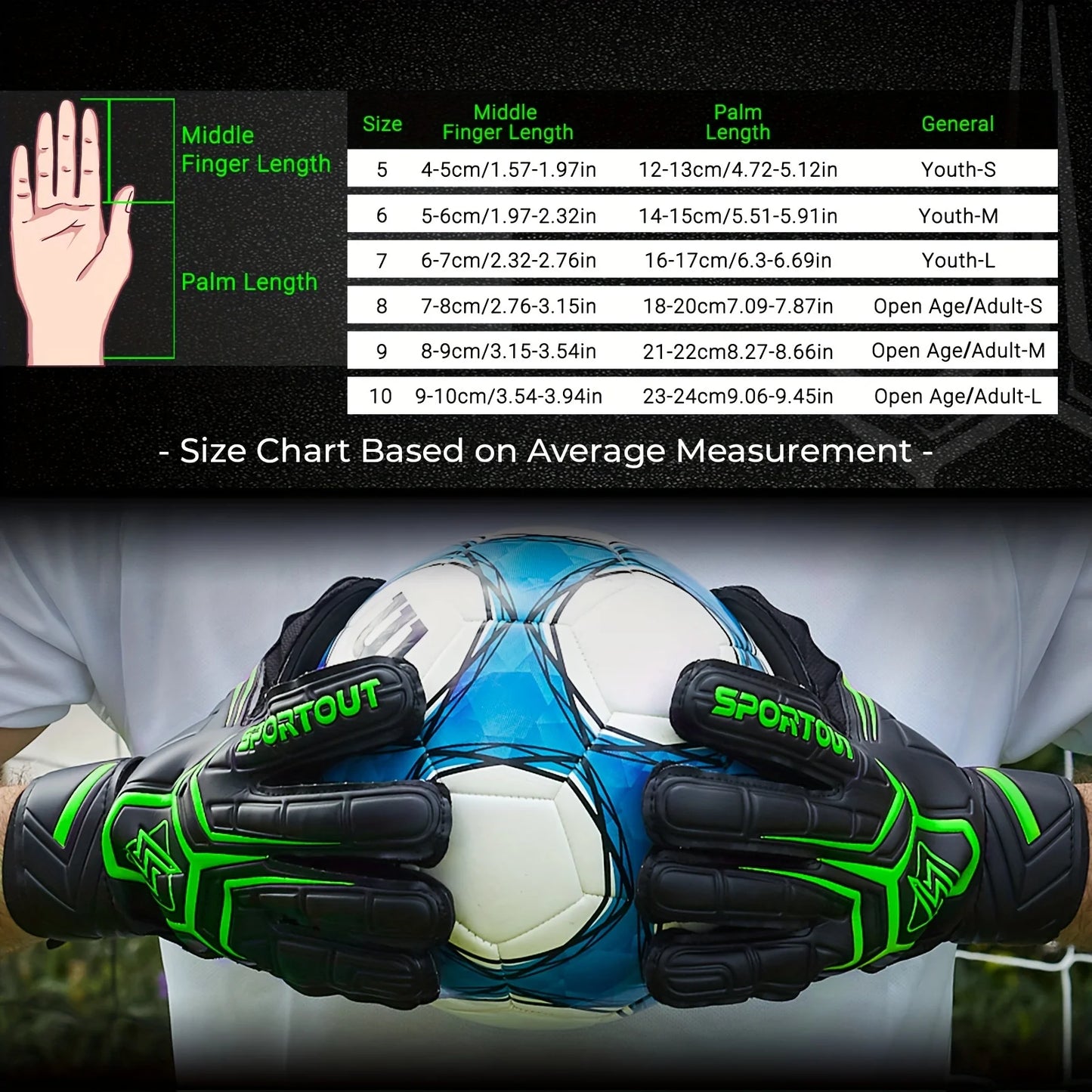 Sportout goalkeeper gloves: breathable football goalkeeper gloves offering exceptional grip, designed for football training