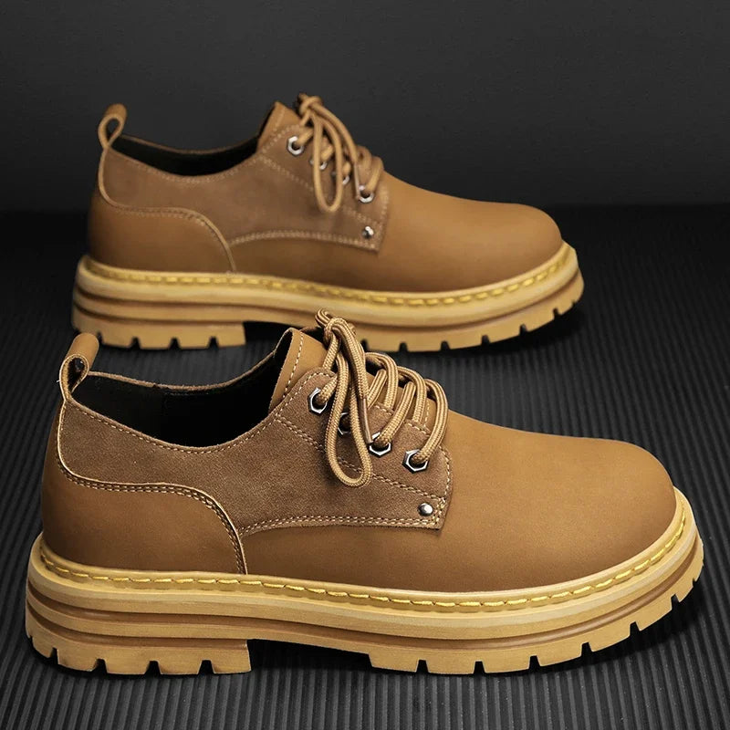 Fashion Men's Leather Shoes England Style Formal Shoes for Man Non Slip Ankle Boots Outdoor Waterproof Casual Tim Work Land Shoe