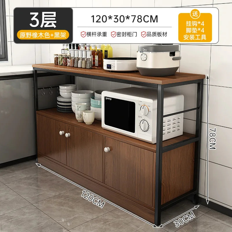 Heavy Duty Large Capacity Storage FurniturePantry Cabinet with Adjustable Shelves & Mesh Baskets Microwave Dishes