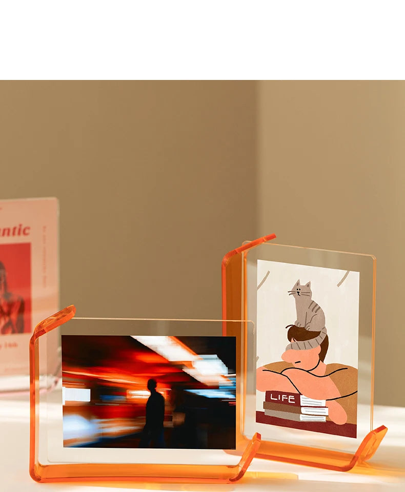 Acrylic Picture Frames Clear Picture Frames Acrylic  Frameless Transparent Cubes Floating Gift for Home Office Desktop Display