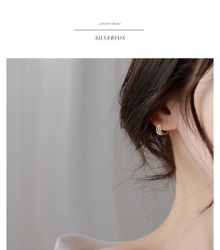 925 Sterling Silver Three layers Earrings Simple Temperament Exquisite Hot Semale Sexy Jewelry Gift