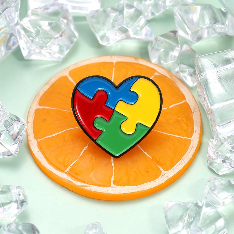 Autism Awareness Puzzle Enamel Pins Introvert Caring For Mental Health Metal Brooches Lapel Badges Jewelry Gifts For Friends