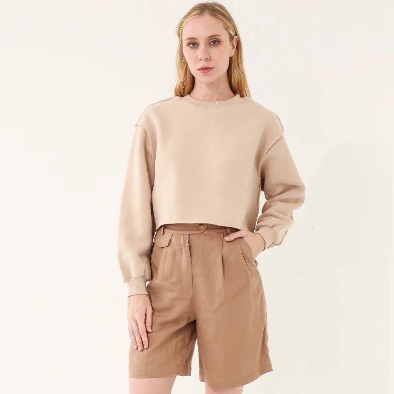 Thick Oversized Women Sweatshirt Hoodies Warm Fleece Casual Long Sleeve Harajuku Streetwear Crop Pullover Ropa Mujer