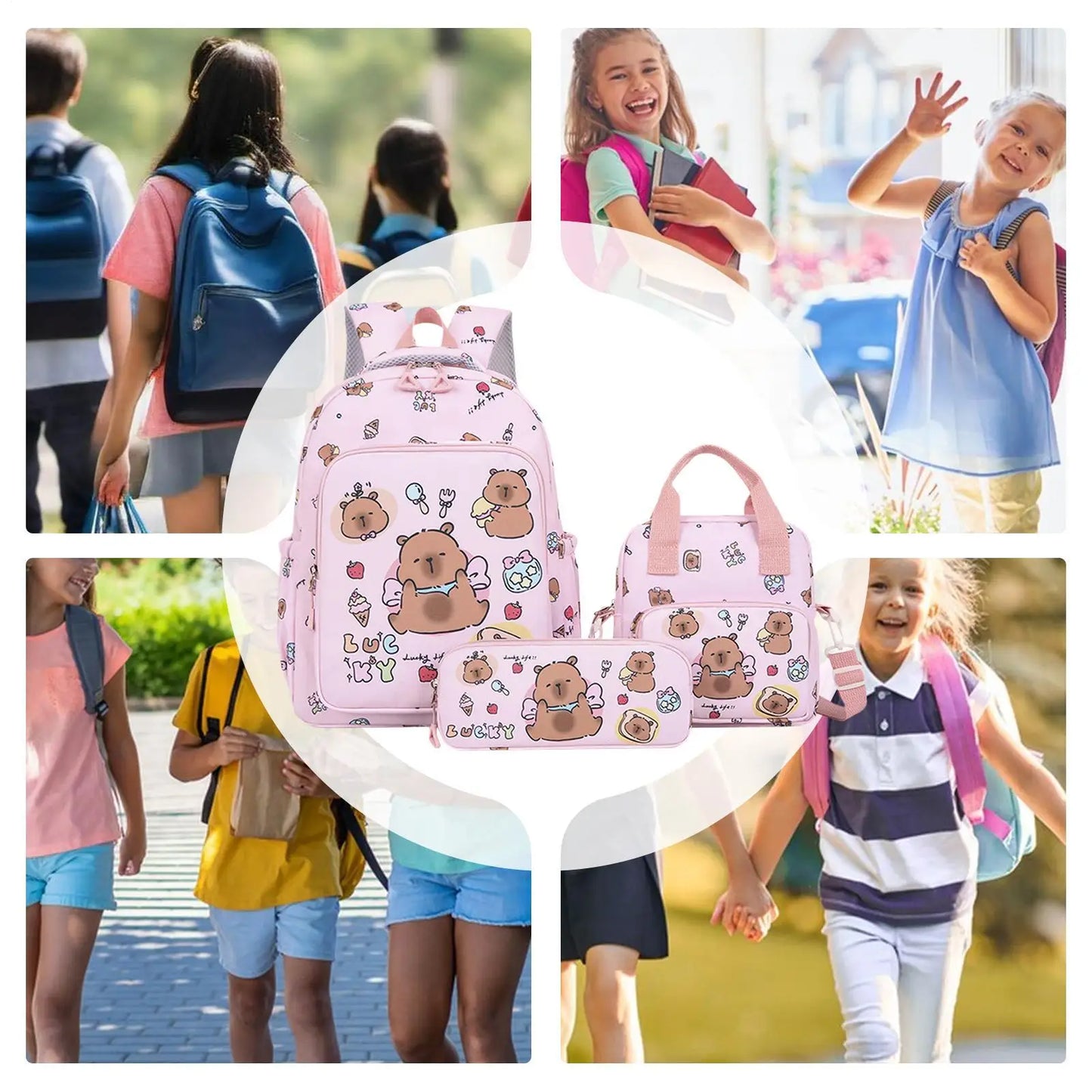 Cartoon Animal School Bags Primary Schoolbag  School Backpack Set Kids Daily Travel Backpack For Kids Children Students School