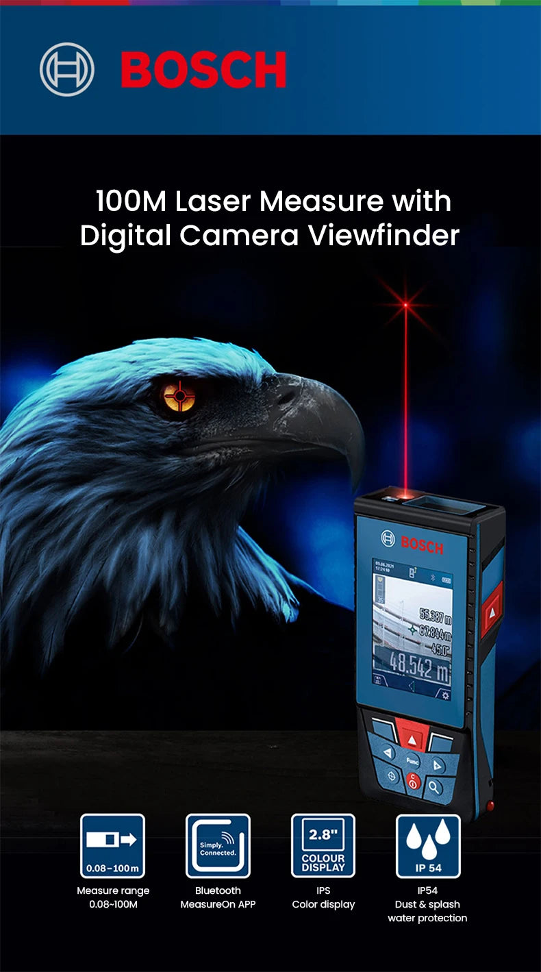 Bosch Laser Tape Measure Professional Distance Meter Optical Rangefinder Accurate 30-50m Surveying Equipment