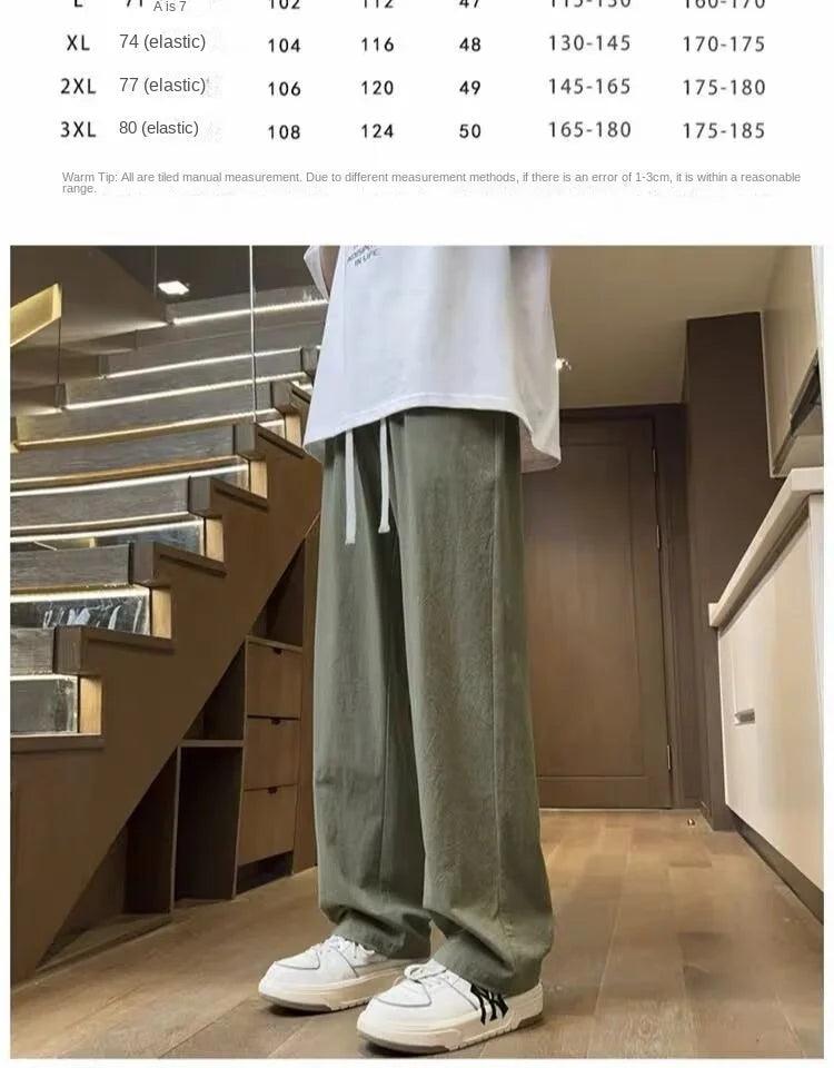 Pants Men's Summer Quick-drying Straight-leg Casual Pants for Teenagers Trendy Loose Thin Sports Wide-leg Trousers Y2k Shorts