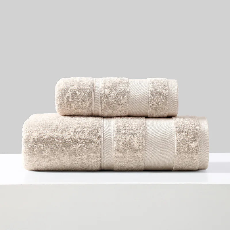 Battilo Cotton Bath Towel Soft Absorbent Face Hand Towels Luxury Hotel Spa Bathroom Towel Solid Beach Towel 2Pcs Bath Towel Set