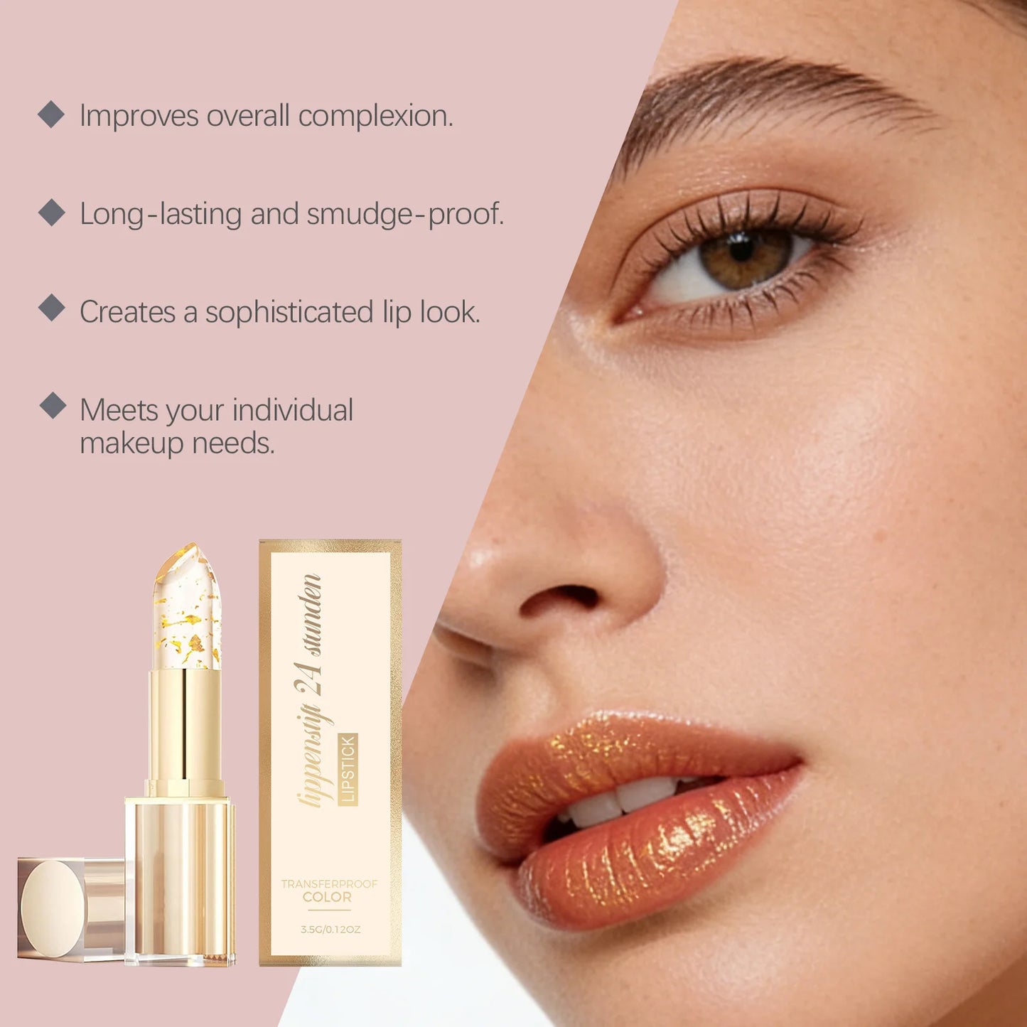 Color Lipstick Nourishing Lips Skin Brightening Enhance Texture Lightweight Long-Lasting Color Suitable for Various Skin Tones