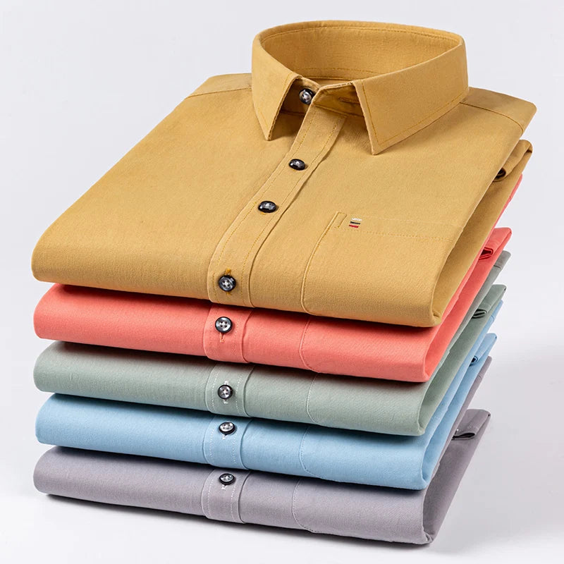 Luxury cotton single pocket long-sleeve shirts for men Smart Casual business regular fit shirt designer vintage black clothes