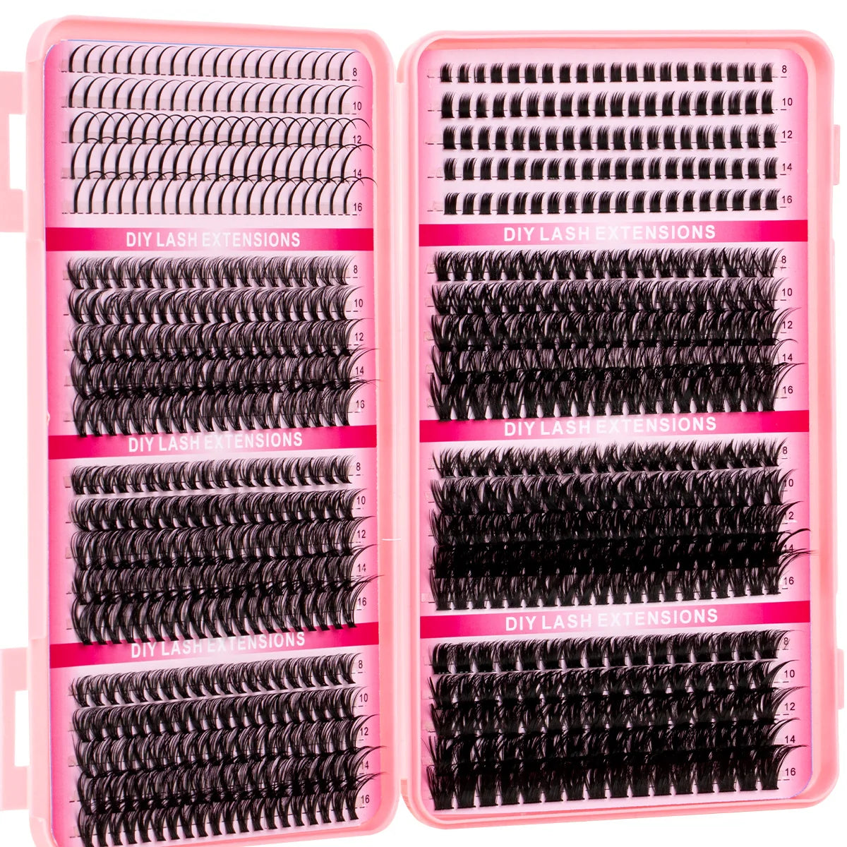 DIY Eyelash Extension Kit Soft Natural Look Wispy Kit with Bond & Seal Tweezers Reusable Cluster Lashes D Curl Individual Lash