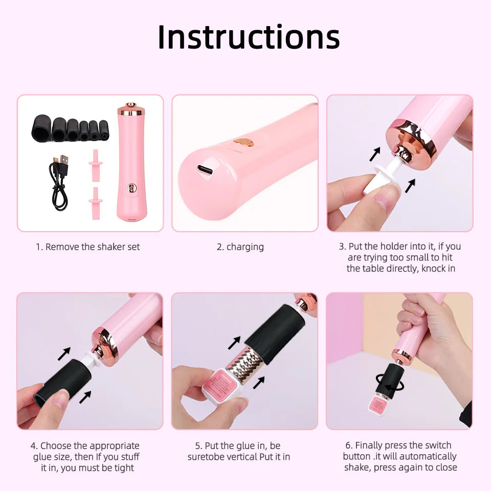 Portable Eyelash Glue Shaker USB Electric Wake-up Device for Nail Polish Tattoo Ink Pigment Liquid Shaking Machine Eyelash Tools