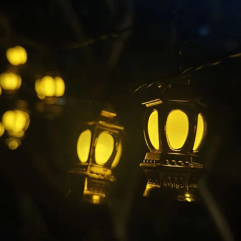 Solar Powered Lantern String Light 20 LEDS Eid Ramadan Decorative Lamp Outdoor/Indoor Waterproof for Islamic Home Garden Decor