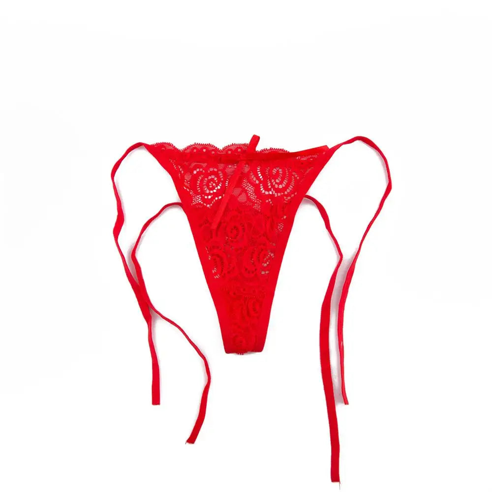 Women's Thongs Low Waist Underwear Briefs Transparent Lingerie Lace Floral Knickers