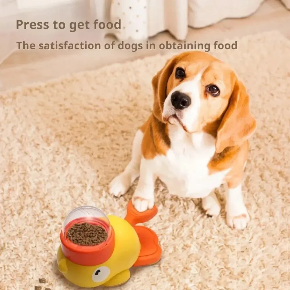 Cartoon Duck Pet Automatic Feeder Exercise Dog Intelligence Interactive Dog Food Dispenser Cat Dog Leakage of Toy Food Utensils