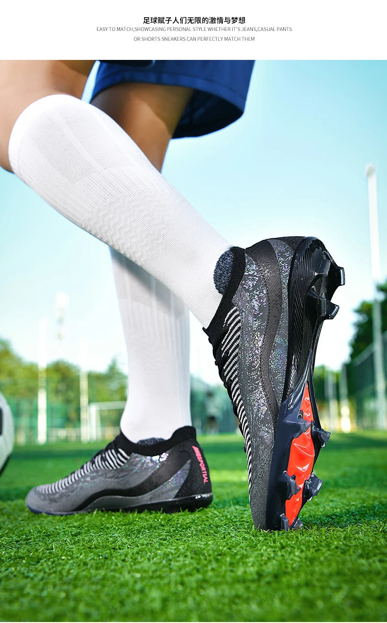 New Men's Soccer Shoes Professional Football Boots Non-Slip Cleats FG/TF Grass Outdoor Training Athletic Sneakers