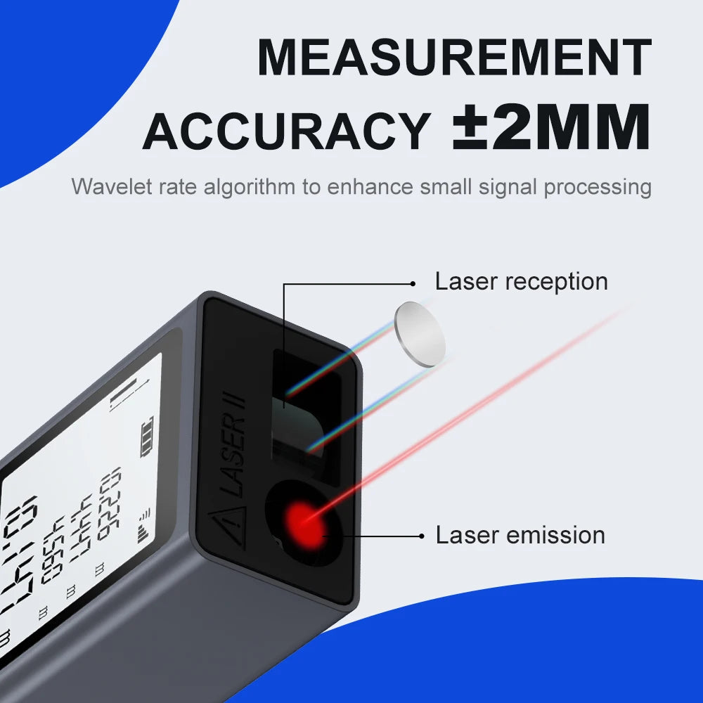 Nohawk Mini Smart Laser Distance Meter Measure Infrared Rangefinder USB Rechargeable Portable Handheld Laser Range Finder Tools