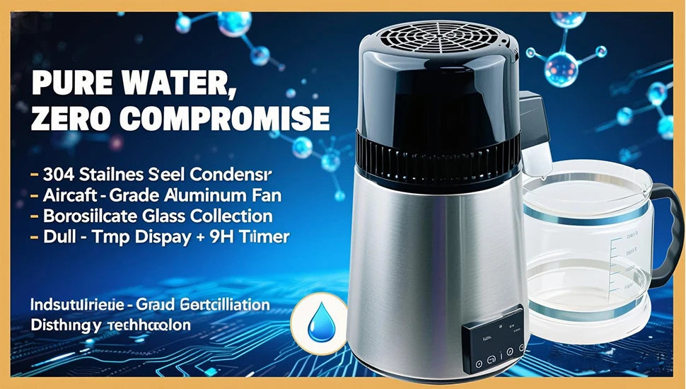 4L Water Distiller Purifier Filter For Three screen touch Display Stainless Steel Cooler Office Home Use Prevent Burning Dry