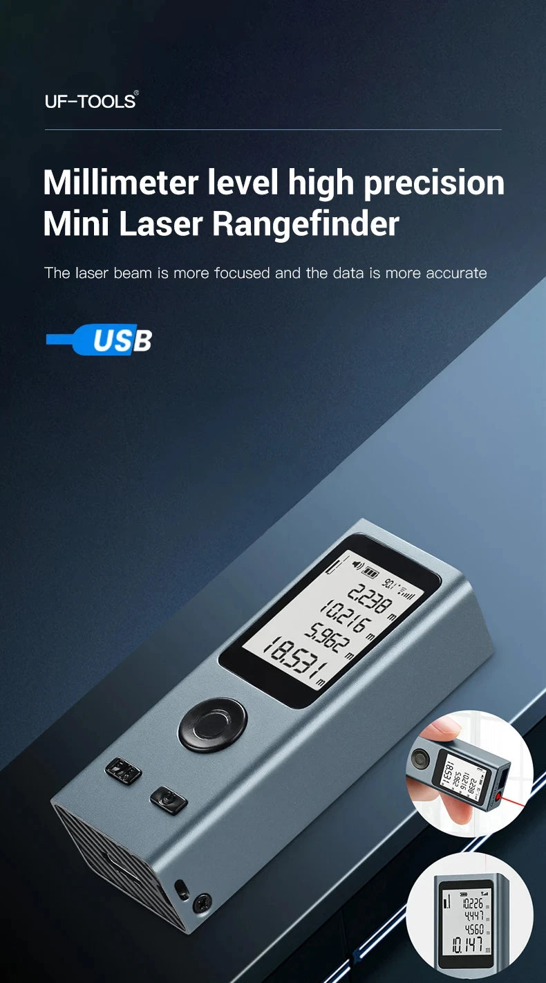 Mini Laser Rangefinder 30M USB Rechargeable Infrared Distance Meter Digital Laser Tape Measure for Building Measurement Tool