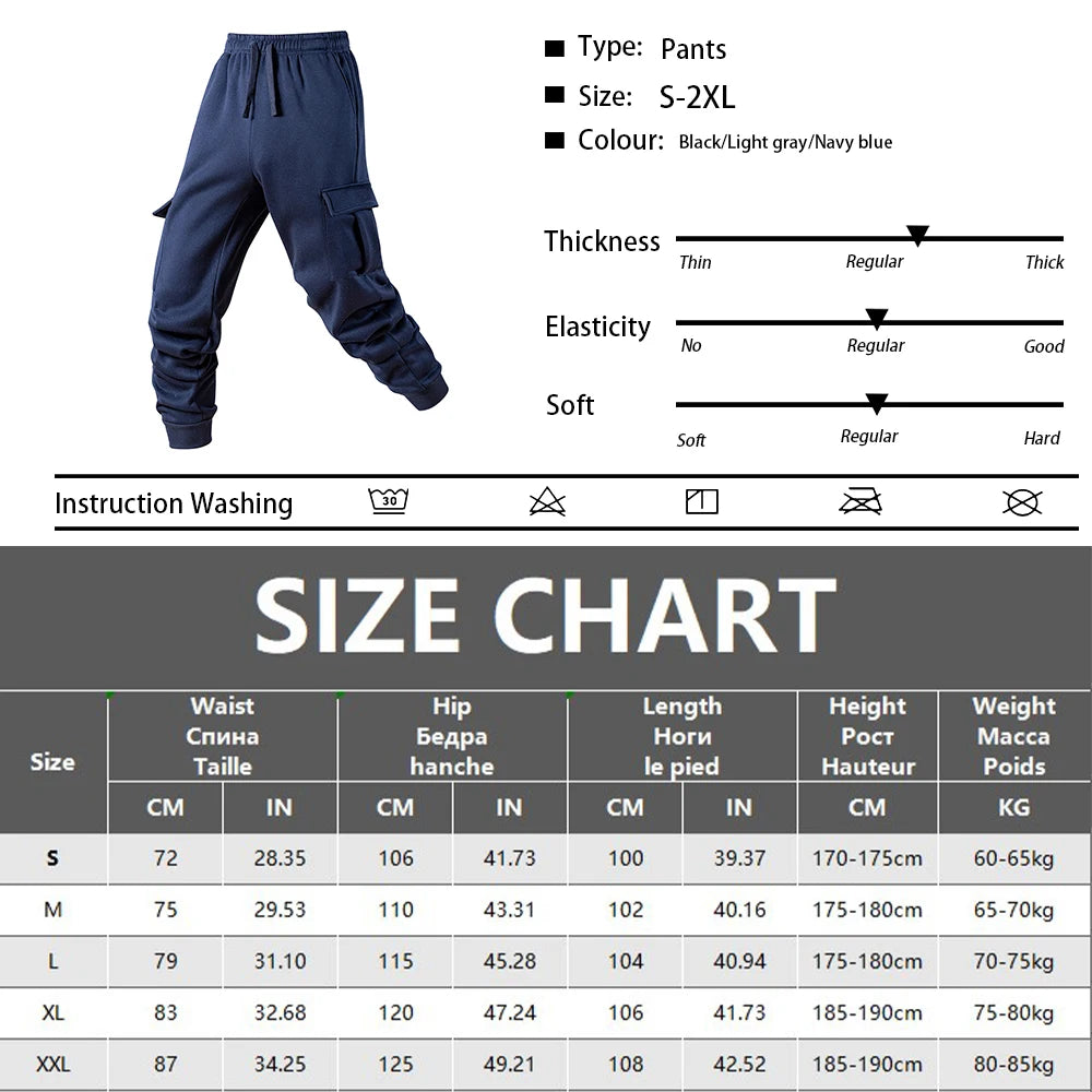 Spring/Autumn Men's Casual Cargo Pants Streetwear Outdoor Comfortable Elastic Waist Drawstring Joggers Hiking Sports Pants